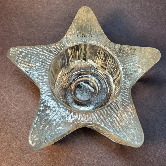 Avon Star Shape CANDLE HOLDER Starbright Textured Heavy Glass Tea Light Votive - Picture 10 of 12